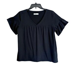 Sonoma Black Flutter Sleeve Top Size Medium